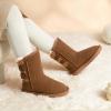 image:imageDREAM PAIRS Girls Boys Winter Boots Faux Fur Lined Mid Calf Kids Snow Tall Shoes FuzzyChic Kids Buckle for Little KidBig KidLight Brown