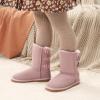 image:imageDREAM PAIRS Girls Boys Winter Boots Faux Fur Lined Mid Calf Kids Snow Tall Shoes FuzzyChic Kids Buckle for Little KidBig KidPink