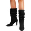 image:imageDREAM PAIRS Slouch Boots for Women Mid Calf Womens Fashion Almond Toe High Heel Fall Winter Dressy BootsBlacksuede
