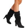 image:imageDREAM PAIRS Slouch Boots for Women Mid Calf Womens Fashion Almond Toe High Heel Fall Winter Dressy BootsBlacksuede