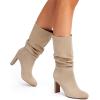 image:imageDREAM PAIRS Slouch Boots for Women Mid Calf Womens Fashion Almond Toe High Heel Fall Winter Dressy BootsSandy Beigesuede