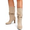 image:imageDREAM PAIRS Slouch Boots for Women Mid Calf Womens Fashion Almond Toe High Heel Fall Winter Dressy BootsSandy Beigesuede