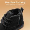 image:imageDREAM PAIRS Toddler Boots Kids Boys Girls Winter Zipper Warm Faux Fur FuzzyGo Kids Cozy Walking Ankle BootsBlack