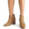 image:imageDREAM PAIRS Womens Ankle Boots Chunky Heel Pointed Toe Short Booties ShoesLight Brownsuede
