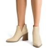 image:imageDREAM PAIRS Womens Ankle Boots Chunky Heel Pointed Toe Short Booties ShoesNudesuede