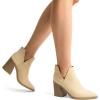 image:imageDREAM PAIRS Womens Ankle Boots Chunky Heel Pointed Toe Short Booties ShoesNudesuede