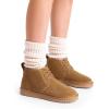image:imageDREAM PAIRS Womens Ankle Winter Boots Genuine Suede Leather Faux Fur Lace Up Snow Warm Comfort Cozy Short Booties FuzzyGo Womens CozyChestnut