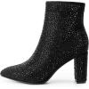 image:imageDREAM PAIRS Womens Chunky Heel Ankle Booties Pointed Toe Short BootsBlackrhinestone