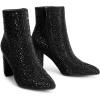 image:imageDREAM PAIRS Womens Chunky Heel Ankle Booties Pointed Toe Short BootsBlackrhinestone