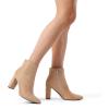 image:imageDREAM PAIRS Womens Chunky Heel Ankle Booties Pointed Toe Short BootsNude