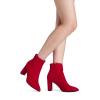 image:imageDREAM PAIRS Womens Chunky Heel Ankle Booties Pointed Toe Short BootsRed