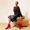 image:imageDREAM PAIRS Womens Chunky Heel Ankle Booties Pointed Toe Short BootsRed