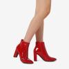 image:imageDREAM PAIRS Womens Chunky Heel Ankle Booties Pointed Toe Short BootsRedPat