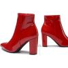 image:imageDREAM PAIRS Womens Chunky Heel Ankle Booties Pointed Toe Short BootsRedPat
