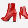 image:imageDREAM PAIRS Womens Chunky Heel Ankle Booties Pointed Toe Short BootsRedPat3
