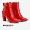 image:imageDREAM PAIRS Womens Chunky Heel Ankle Booties Pointed Toe Short BootsRedPat3