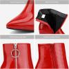 image:imageDREAM PAIRS Womens Chunky Heel Ankle Booties Pointed Toe Short BootsRedPat3