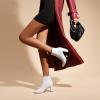 image:imageDREAM PAIRS Womens Chunky Heel Ankle Booties Pointed Toe Short BootsWhitePu