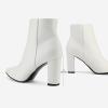 image:imageDREAM PAIRS Womens Chunky Heel Ankle Booties Pointed Toe Short BootsWhitePu