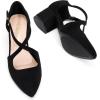image:imageDREAM PAIRS Womens Chunky Heels Dress Pumps Closed Pointed Toe Comfort Cross Strap Block Heel Shoes for Party Dance WeddingBlacksuede