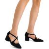 image:imageDREAM PAIRS Womens Chunky Heels Dress Pumps Closed Pointed Toe Comfort Cross Strap Block Heel Shoes for Party Dance WeddingBlacksuede