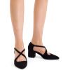 image:imageDREAM PAIRS Womens Chunky Heels Dress Pumps Closed Pointed Toe Comfort Cross Strap Block Heel Shoes for Party Dance WeddingBlacksuede