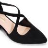 image:imageDREAM PAIRS Womens Chunky Heels Dress Pumps Closed Pointed Toe Comfort Cross Strap Block Heel Shoes for Party Dance WeddingBlacksuede