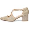 image:imageDREAM PAIRS Womens Chunky Heels Dress Pumps Closed Pointed Toe Comfort Cross Strap Block Heel Shoes for Party Dance WeddingGoldglitter