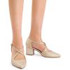 image:imageDREAM PAIRS Womens Chunky Heels Dress Pumps Closed Pointed Toe Comfort Cross Strap Block Heel Shoes for Party Dance WeddingGoldglitter