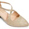 image:imageDREAM PAIRS Womens Chunky Heels Dress Pumps Closed Pointed Toe Comfort Cross Strap Block Heel Shoes for Party Dance WeddingGoldglitter