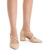 image:imageDREAM PAIRS Womens Chunky Heels Dress Pumps Closed Pointed Toe Comfort Cross Strap Block Heel Shoes for Party Dance WeddingNudepu
