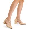 image:imageDREAM PAIRS Womens Chunky Heels Dress Pumps Closed Pointed Toe Comfort Cross Strap Block Heel Shoes for Party Dance WeddingNudepu