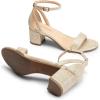 image:imageDREAM PAIRS Womens Chunky Low Heels Open Round Toe Ankle Strap Block Heels Party Dress Wedding SandalsGoldglitter