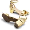 image:imageDREAM PAIRS Womens Chunky Low Heels Open Round Toe Ankle Strap Block Heels Party Dress Wedding SandalsGoldpu