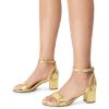 image:imageDREAM PAIRS Womens Chunky Low Heels Open Round Toe Ankle Strap Block Heels Party Dress Wedding SandalsGoldpu