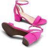 image:imageDREAM PAIRS Womens Chunky Low Heels Open Round Toe Ankle Strap Block Heels Party Dress Wedding SandalsHot Pink