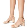 image:imageDREAM PAIRS Womens Chunky Low Heels Open Round Toe Ankle Strap Block Heels Party Dress Wedding SandalsNude