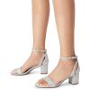 image:imageDREAM PAIRS Womens Chunky Low Heels Open Round Toe Ankle Strap Block Heels Party Dress Wedding SandalsSilverglitter