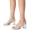 image:imageDREAM PAIRS Womens Chunky Low Heels Open Round Toe Ankle Strap Block Heels Party Dress Wedding SandalsSilverpu