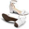 image:imageDREAM PAIRS Womens Chunky Low Heels Open Round Toe Ankle Strap Block Heels Party Dress Wedding SandalsWhite