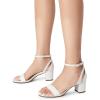image:imageDREAM PAIRS Womens Chunky Low Heels Open Round Toe Ankle Strap Block Heels Party Dress Wedding SandalsWhite