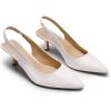 image:imageDREAM PAIRS Womens Closed Toe Kitten Heels Pointed Toe Slingback Low Heels Dress Bridal Wedding Pumps ShoesWhitepu