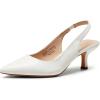 image:imageDREAM PAIRS Womens Closed Toe Kitten Heels Pointed Toe Slingback Low Heels Dress Bridal Wedding Pumps ShoesWhitepu