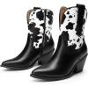 image:imageDREAM PAIRS Womens Cowboy Ankle Boots Western Booties Low Heel Pointed Toe Cowgirl BootsBlackCow