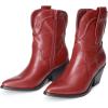 image:imageDREAM PAIRS Womens Cowboy Ankle Boots Western Booties Low Heel Pointed Toe Cowgirl BootsRed