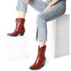 image:imageDREAM PAIRS Womens Cowboy Ankle Boots Western Booties Low Heel Pointed Toe Cowgirl BootsRed