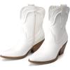 image:imageDREAM PAIRS Womens Cowboy Ankle Boots Western Booties Low Heel Pointed Toe Cowgirl BootsWhite