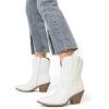 image:imageDREAM PAIRS Womens Cowboy Ankle Boots Western Booties Low Heel Pointed Toe Cowgirl BootsWhiteembroidery