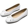 image:imageDREAM PAIRS Womens Flats Square Toe Ballet Flats Comfortable Casual Ballerina Flat Dress Shoes with Bow Suitable for Dressy Business Casual Work OfficeWhite