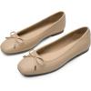 image:imageDREAM PAIRS Womens Flats Square Toe Ballet Flats Comfortable Casual Ballerina Flat Dress Shoes with Bow Suitable for Dressy Business Casual Work OfficeNude
